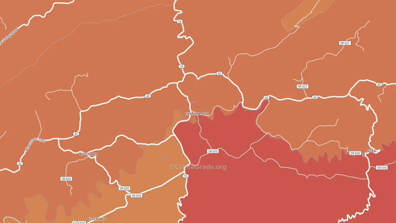 Chatham Hill, VA Map of Burglary Rates