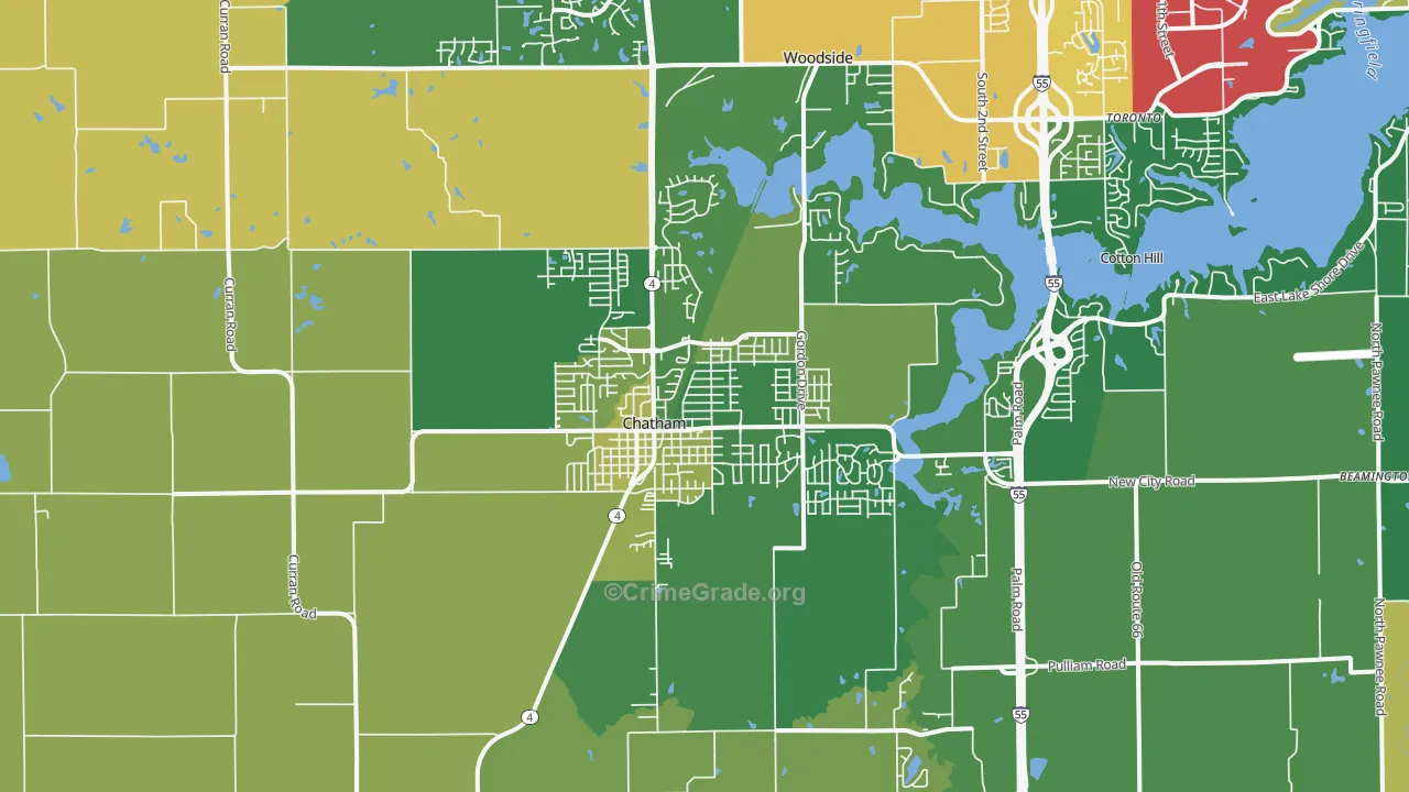 Chatham, IL Map of Burglary Rates
