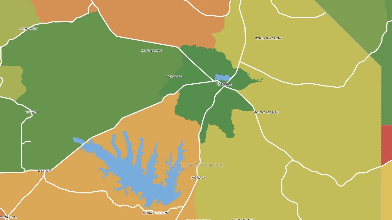 Chatham, LA Map of Burglary Rates