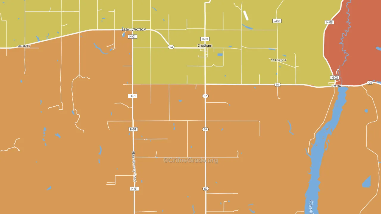 Chatham, MI Map of Burglary Rates
