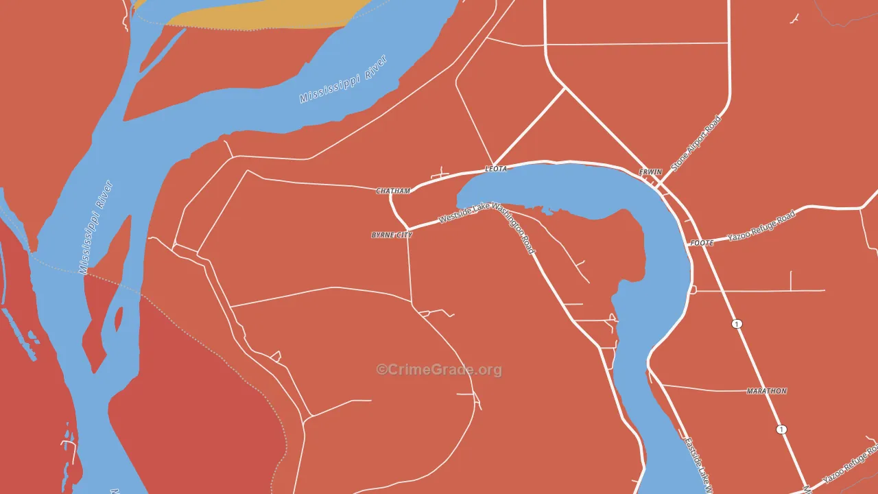Chatham, MS Map of Burglary Rates