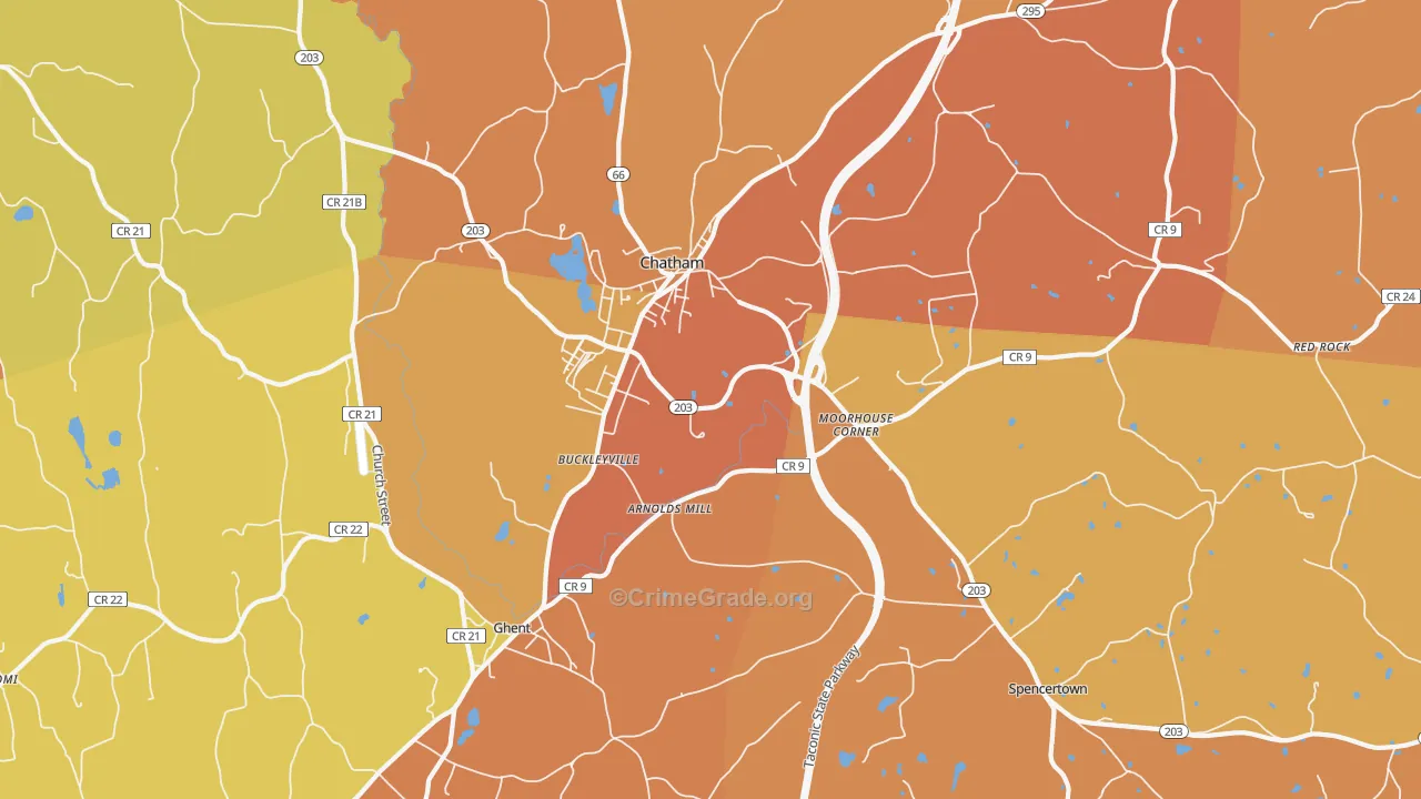 Chatham, NY Map of Burglary Rates