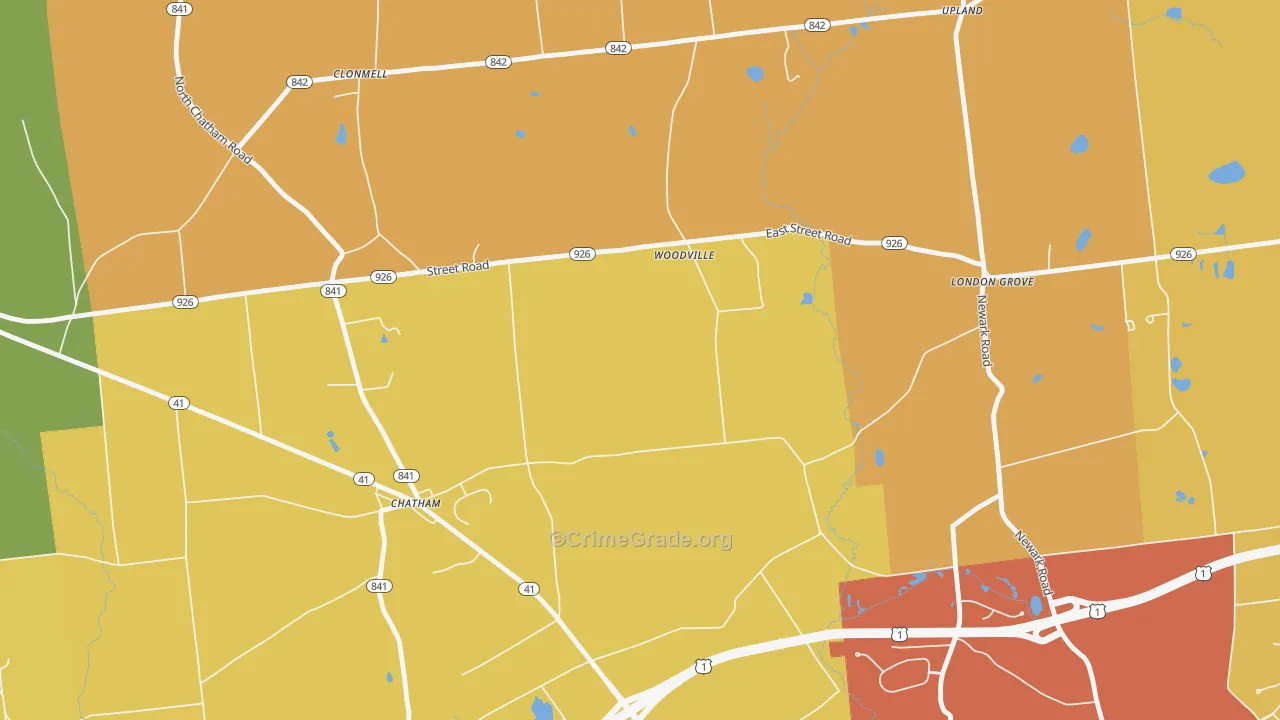 Chatham, PA Map of Burglary Rates