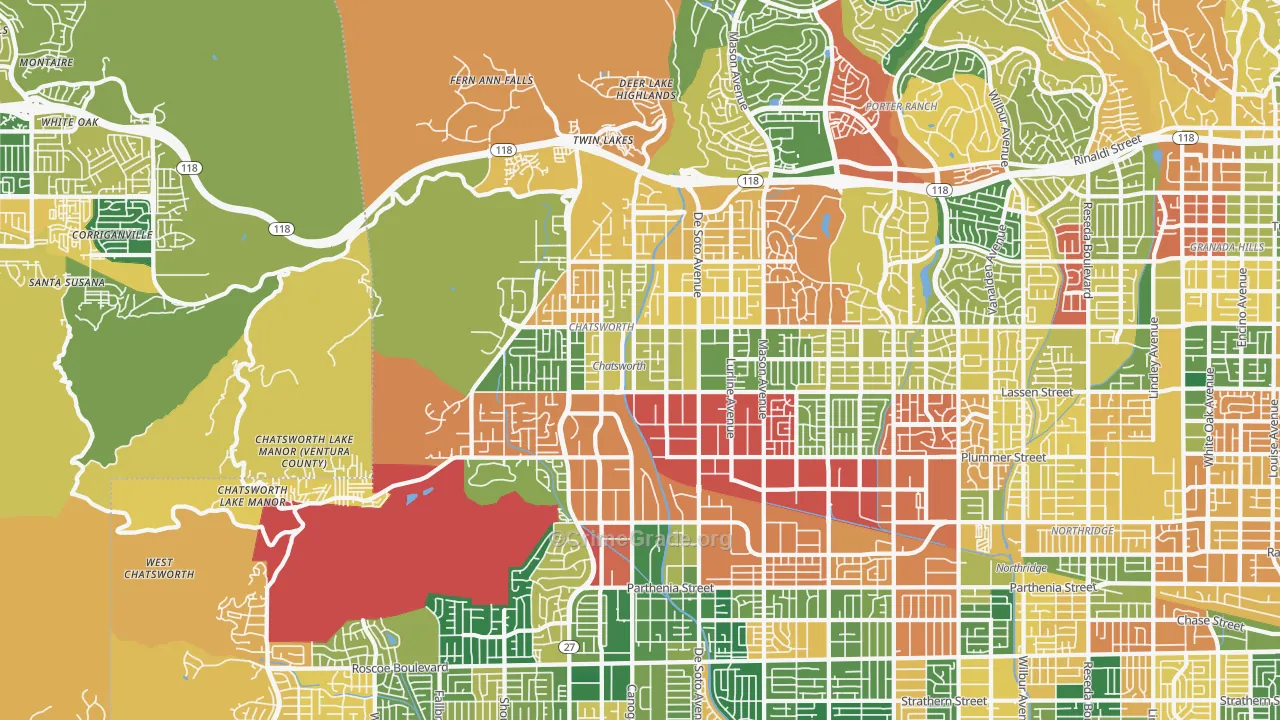 Chatsworth, CA Map of Burglary Rates
