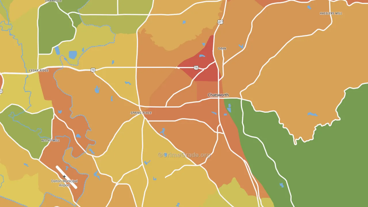 Chatsworth, GA Map of Burglary Rates
