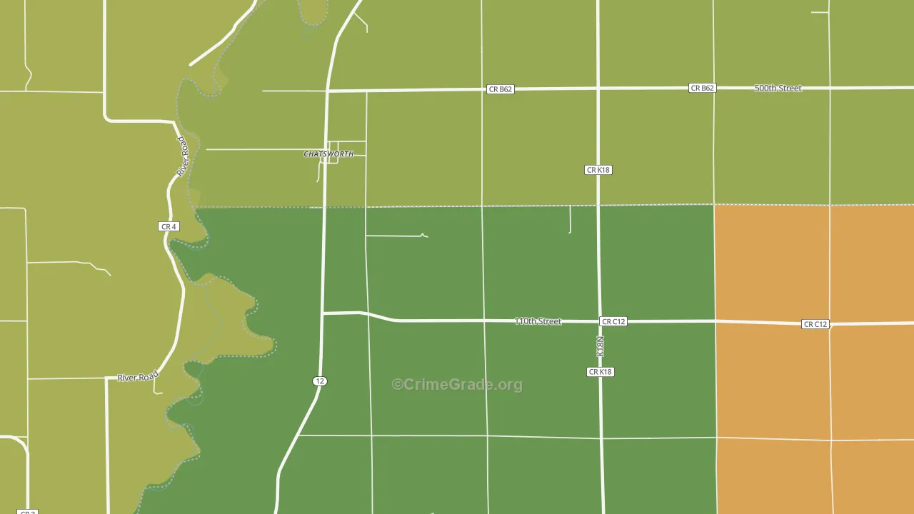Chatsworth, IA Map of Burglary Rates
