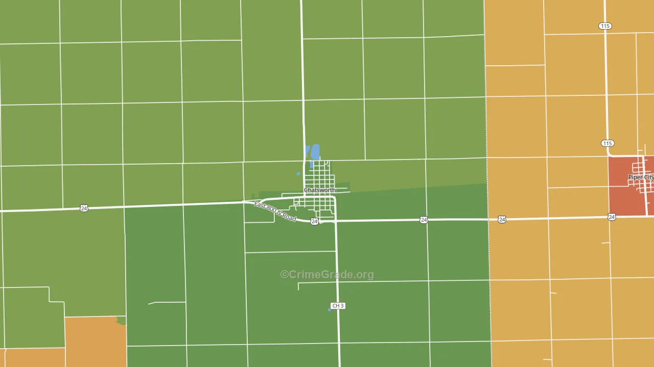 Chatsworth, IL Map of Burglary Rates