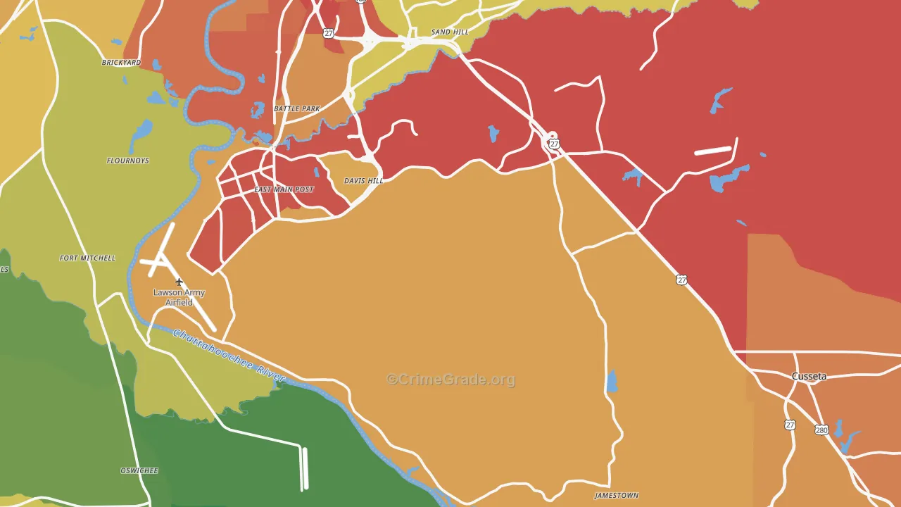 Chattahoochee County, GA Map of Burglary Rates