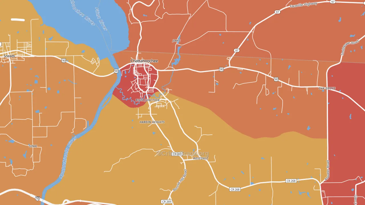 Chattahoochee, FL Map of Burglary Rates