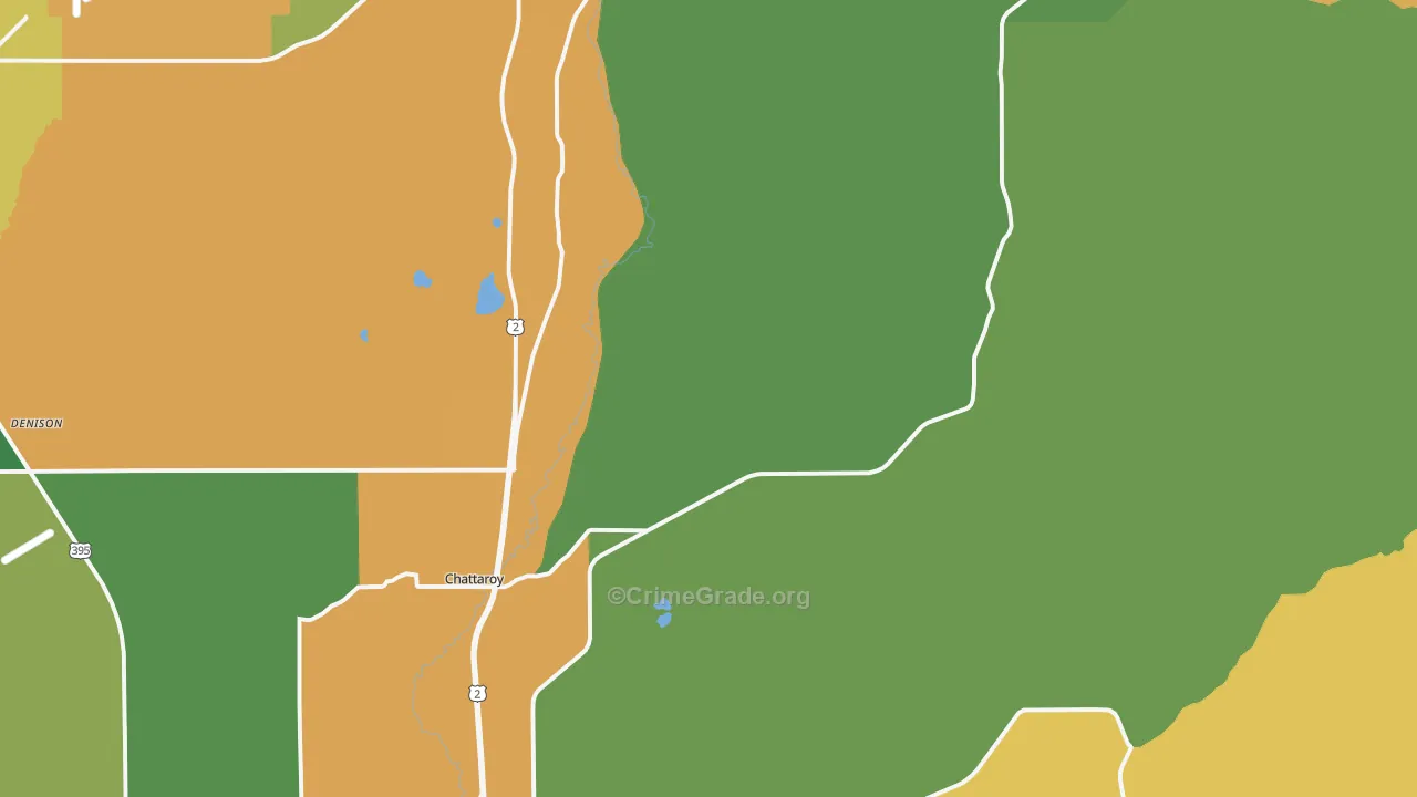 Chattaroy, WA Map of Burglary Rates