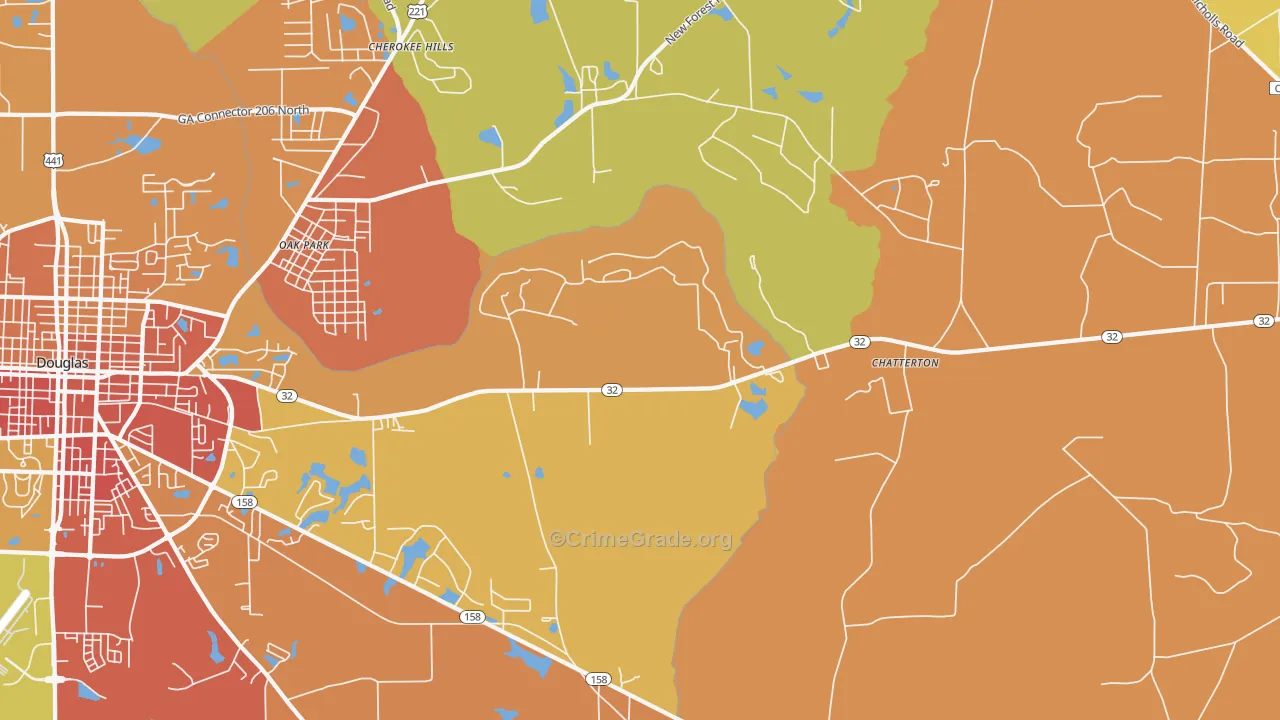 Chatterton, GA Map of Burglary Rates