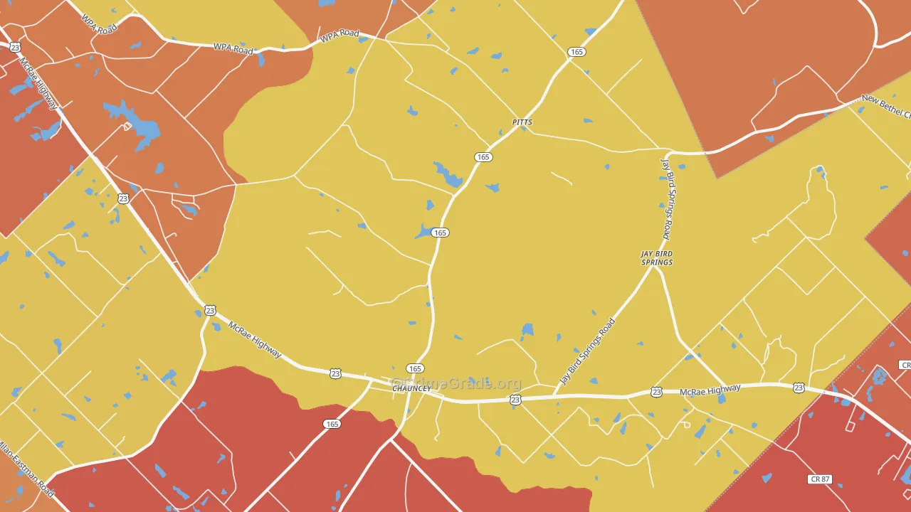 Chauncey, GA Map of Burglary Rates