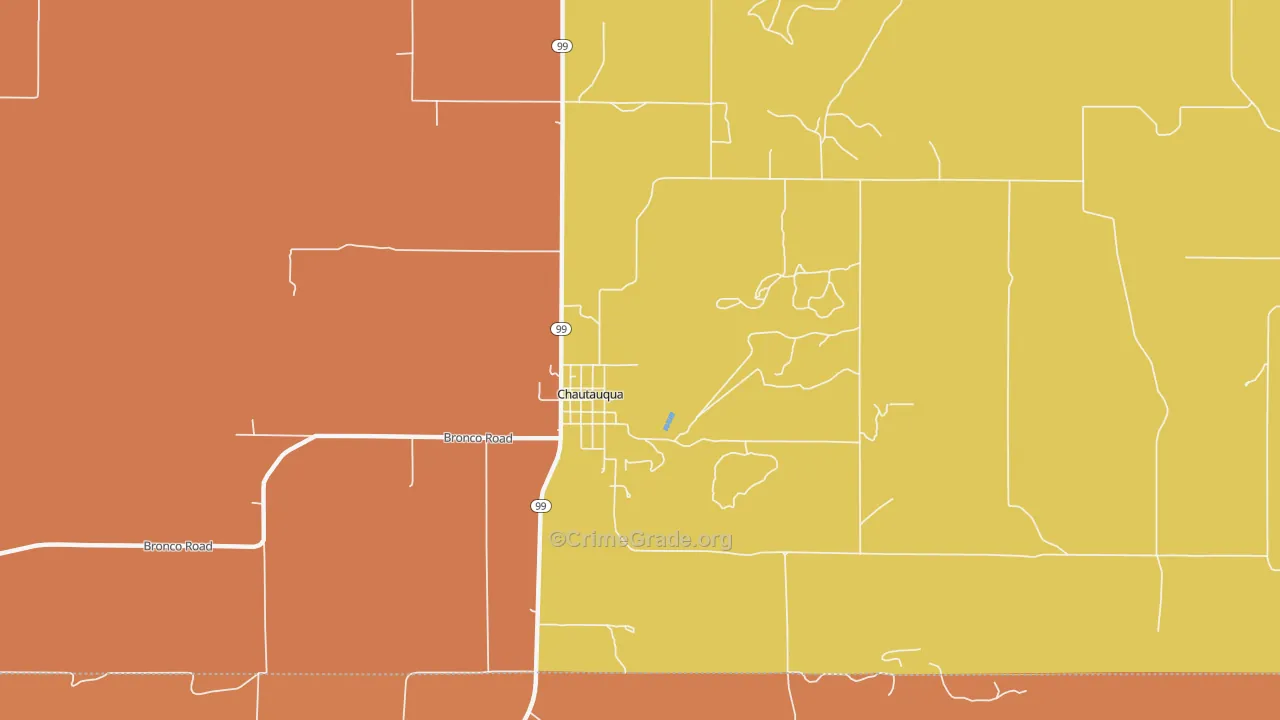 Chautauqua, KS Map of Burglary Rates