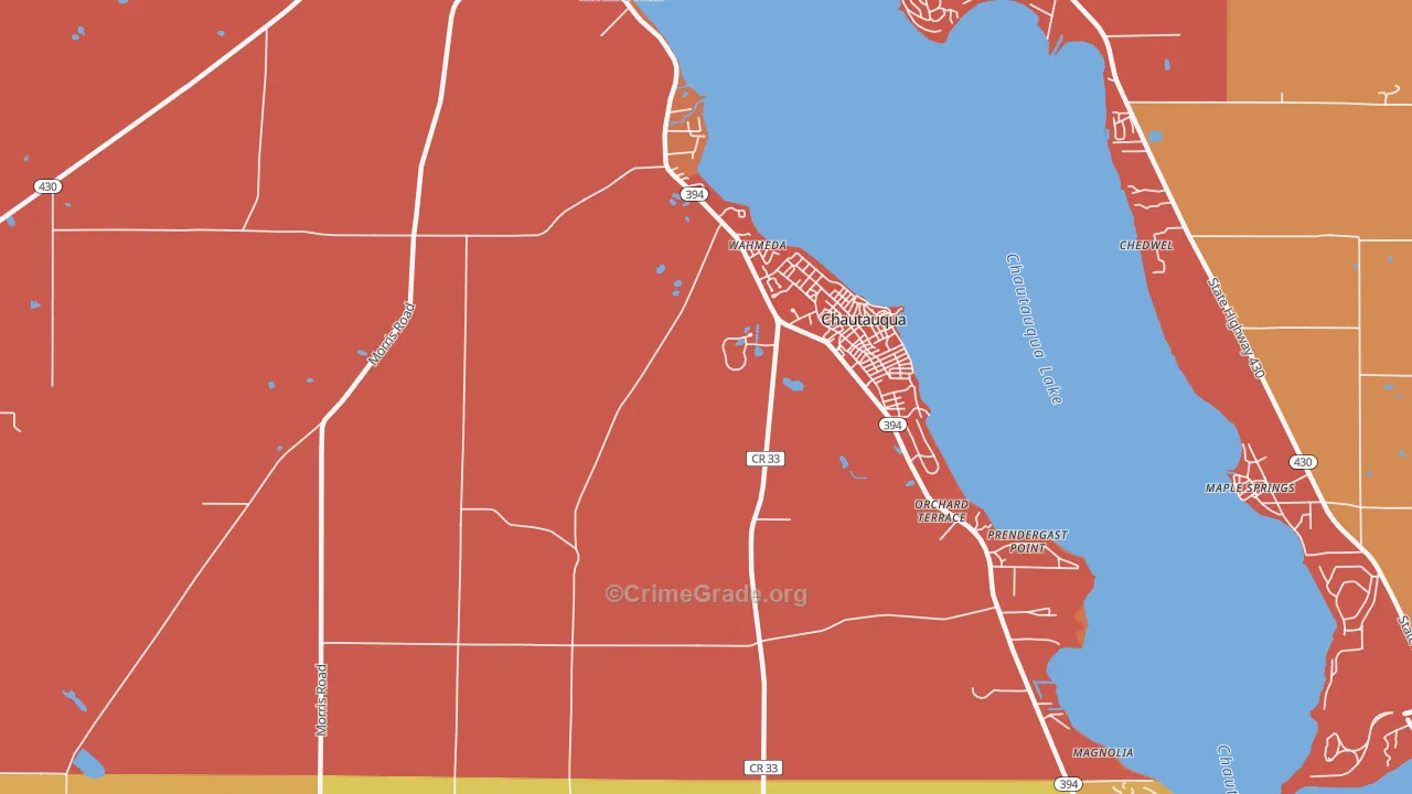Chautauqua, NY Map of Burglary Rates