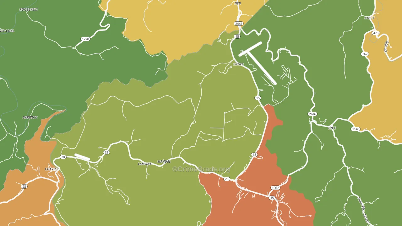 Chavies, KY Map of Burglary Rates