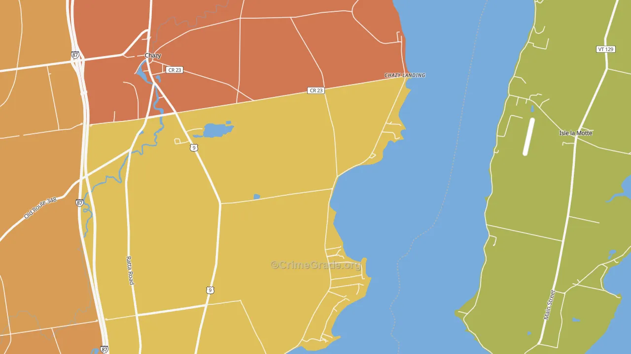 Chazy Landing, NY Map of Burglary Rates