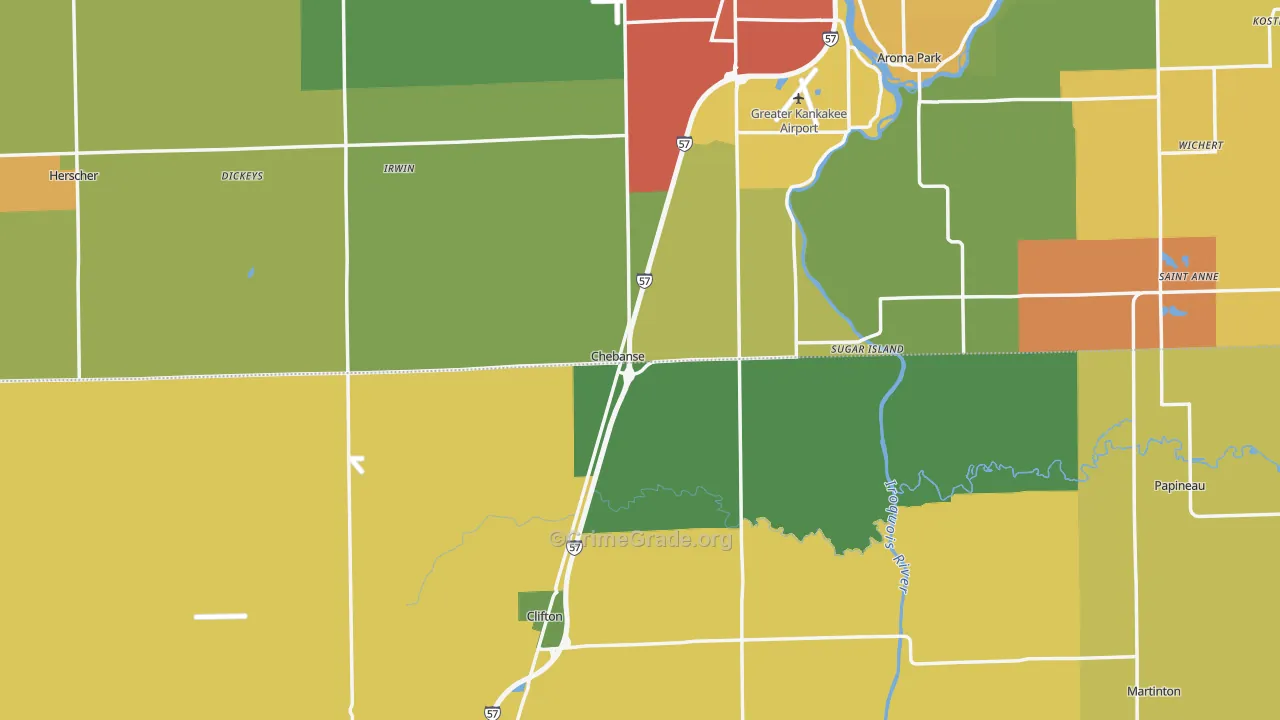 Chebanse, IL Map of Burglary Rates