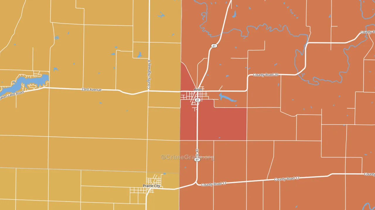 Checkrow, IL Map of Burglary Rates