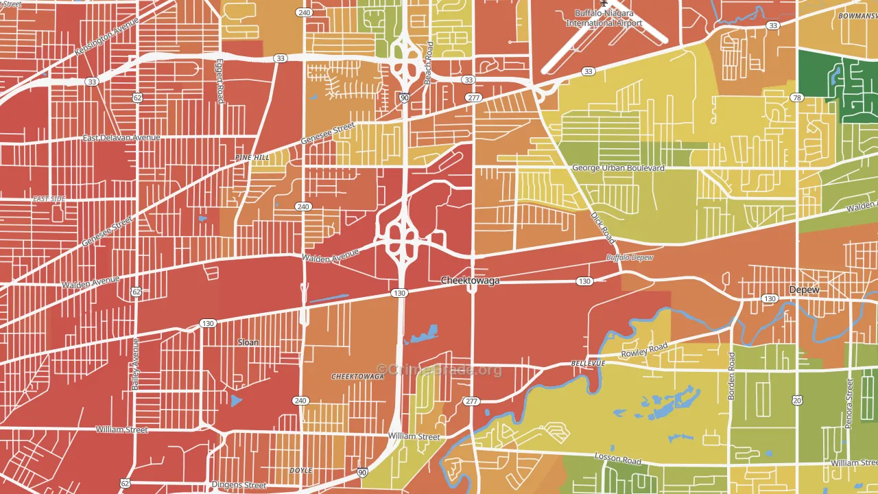 Cheektowaga, NY Map of Burglary Rates