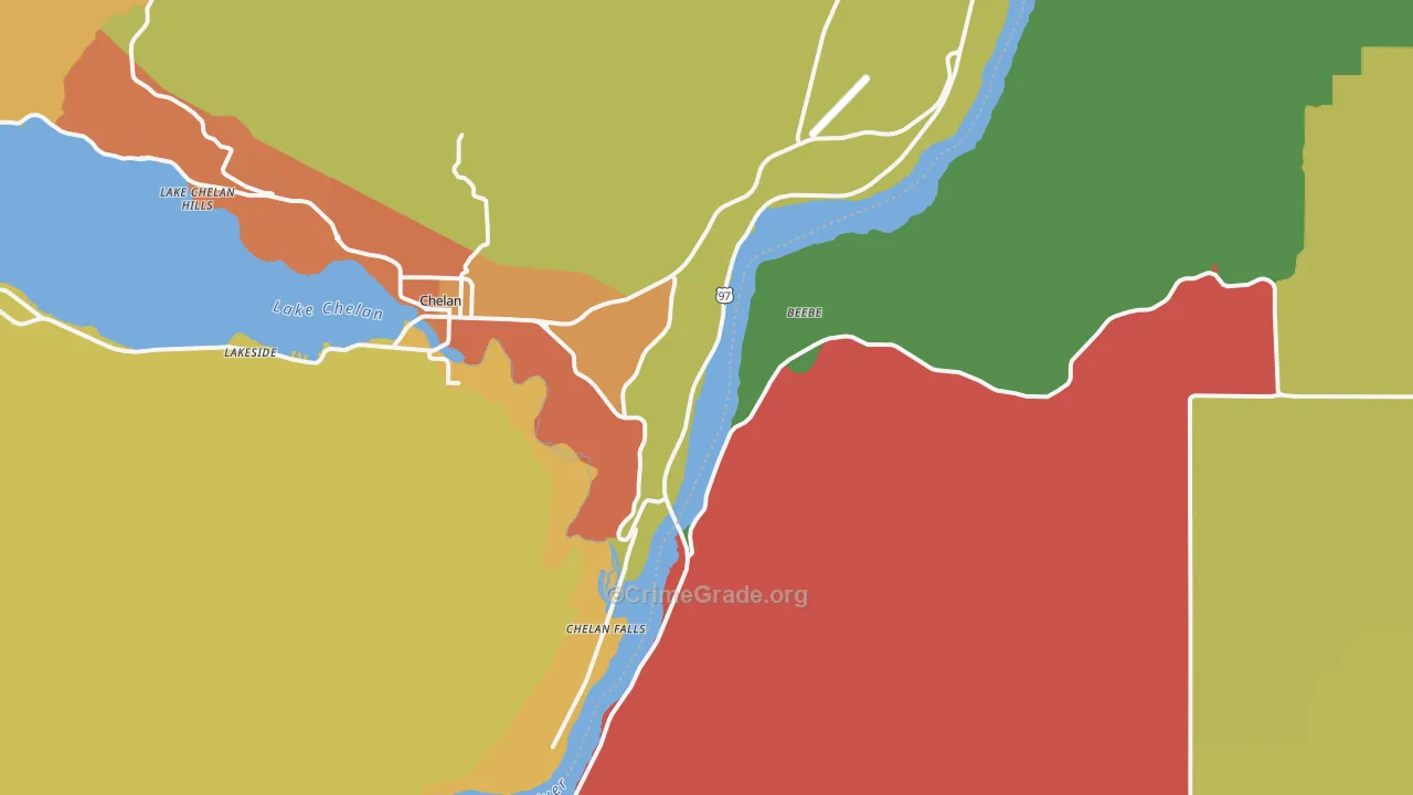 Chelan Falls, WA Map of Burglary Rates
