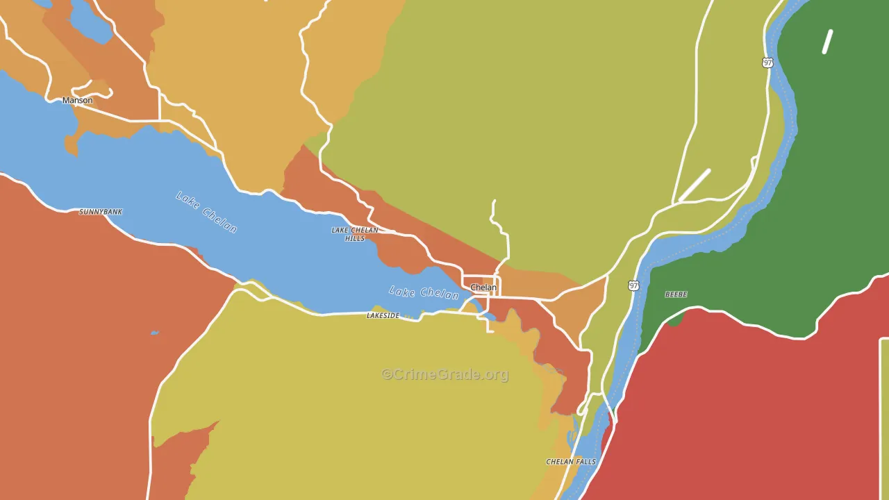 Chelan, WA Map of Burglary Rates