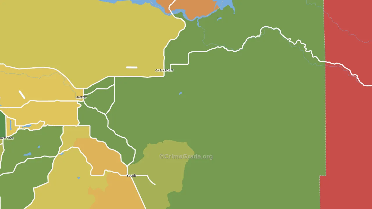 Chelatchie, WA Map of Burglary Rates
