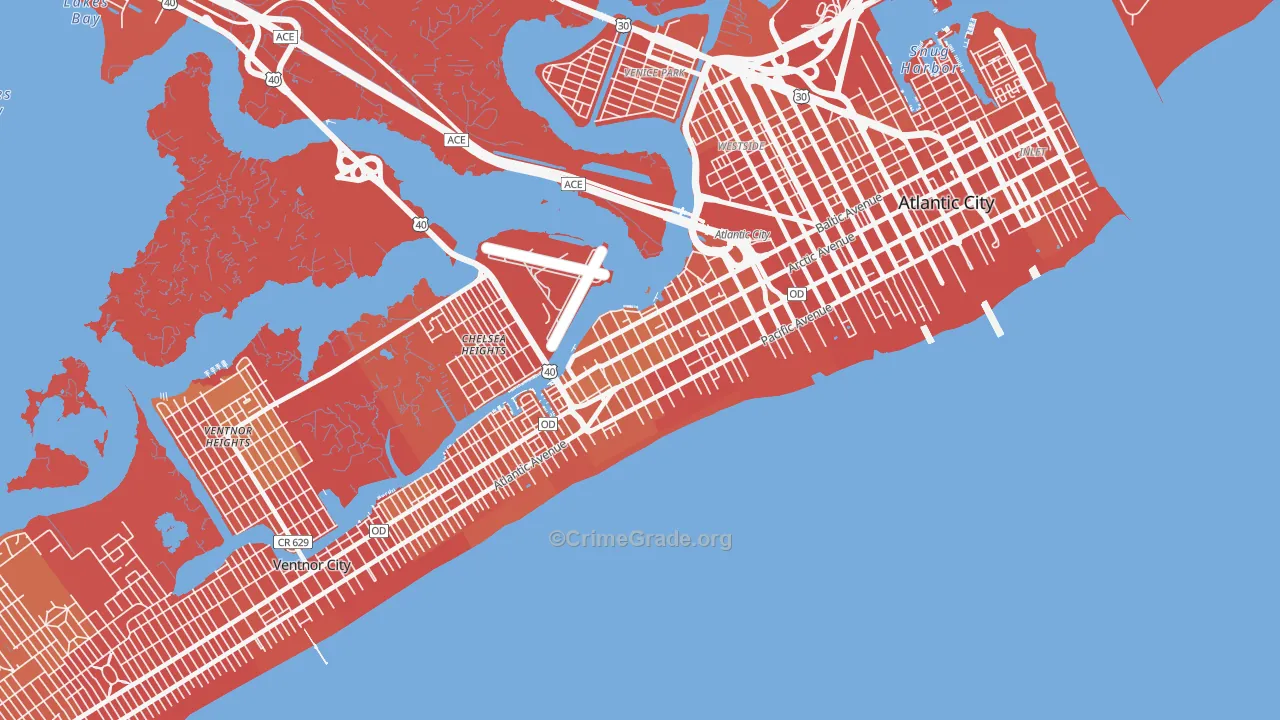 Chelsea, Atlantic City, NJ Map of Burglary Rates