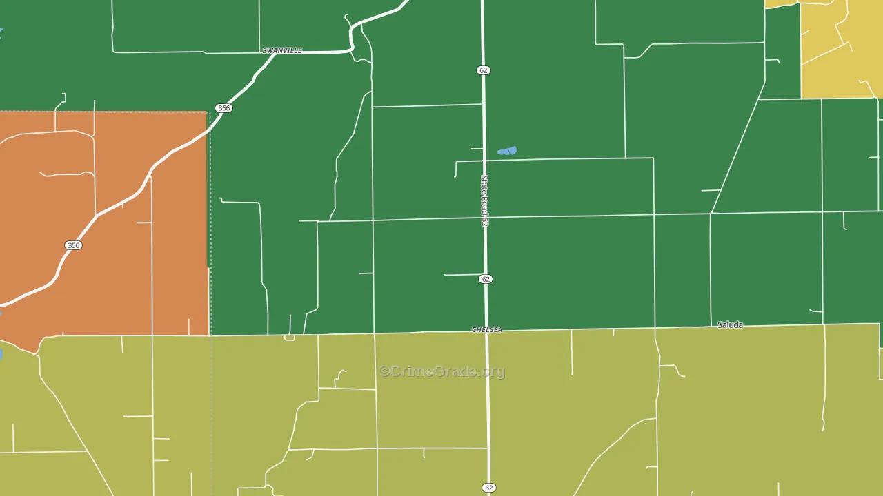 Chelsea, IN Map of Burglary Rates