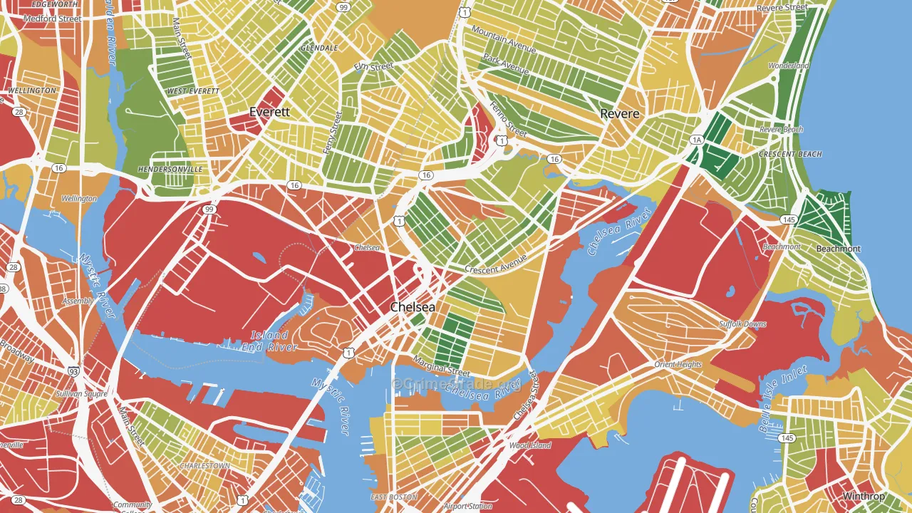 Chelsea, MA Map of Burglary Rates