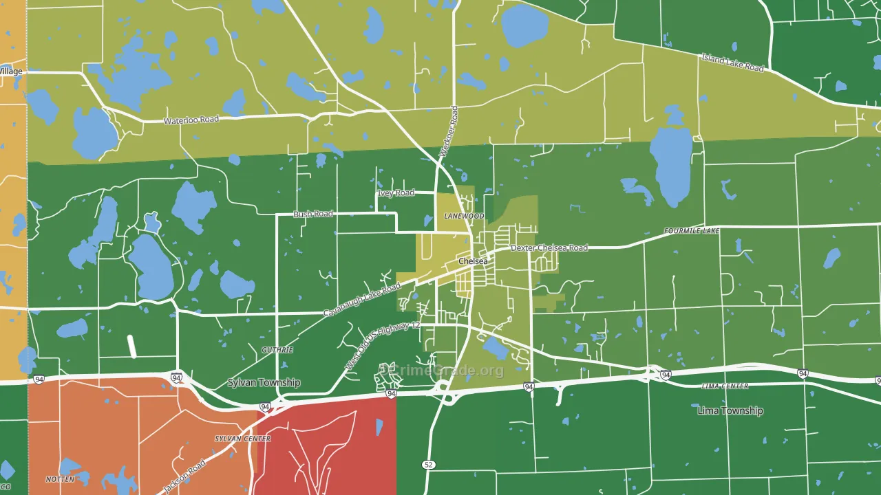 Chelsea, MI Map of Burglary Rates
