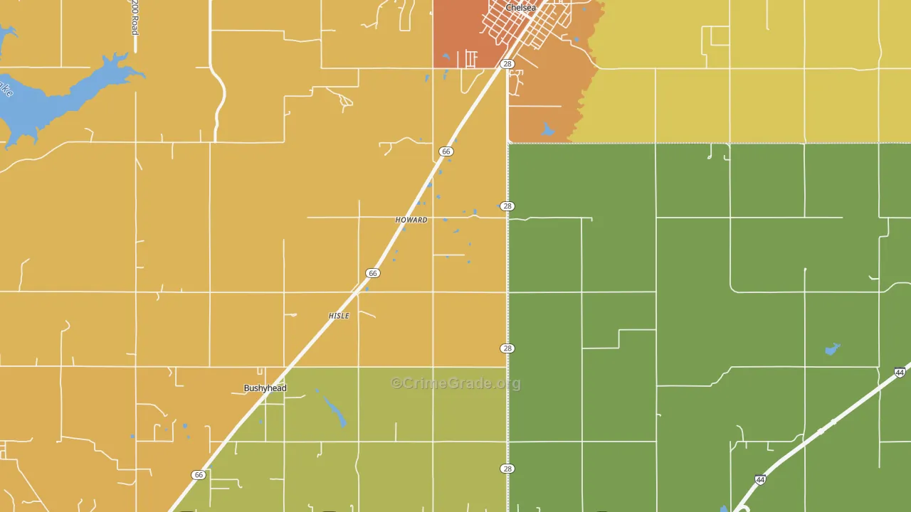 Chelsea, OK Map of Burglary Rates