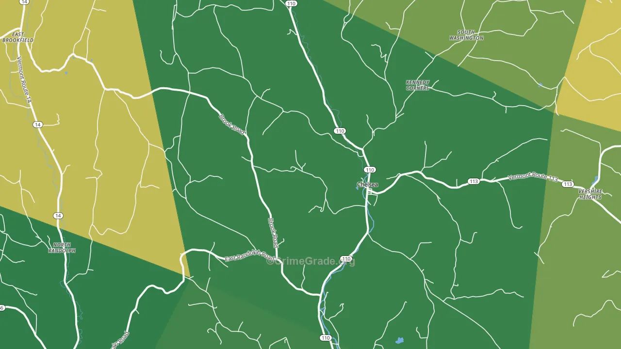 Chelsea, VT Map of Burglary Rates