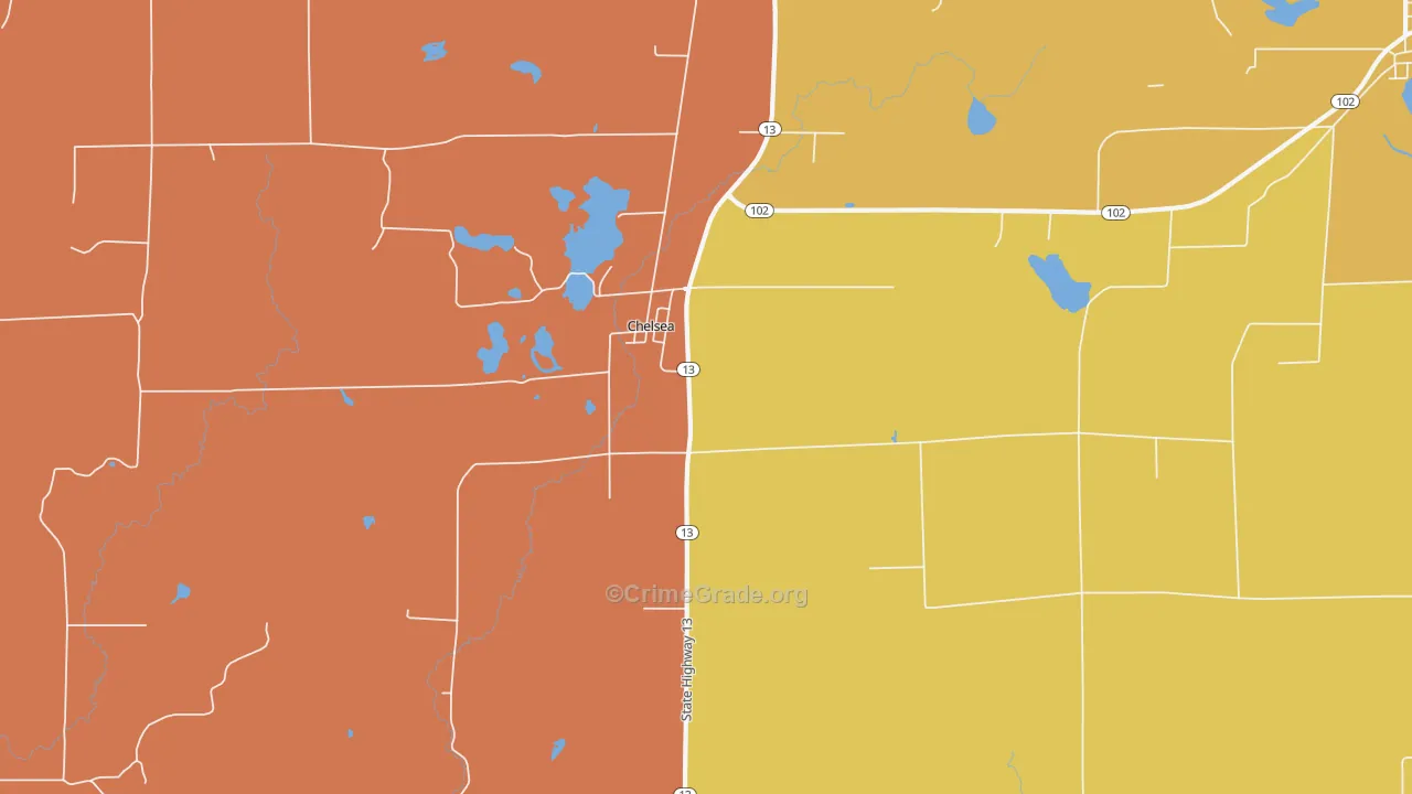 Chelsea, WI Map of Burglary Rates