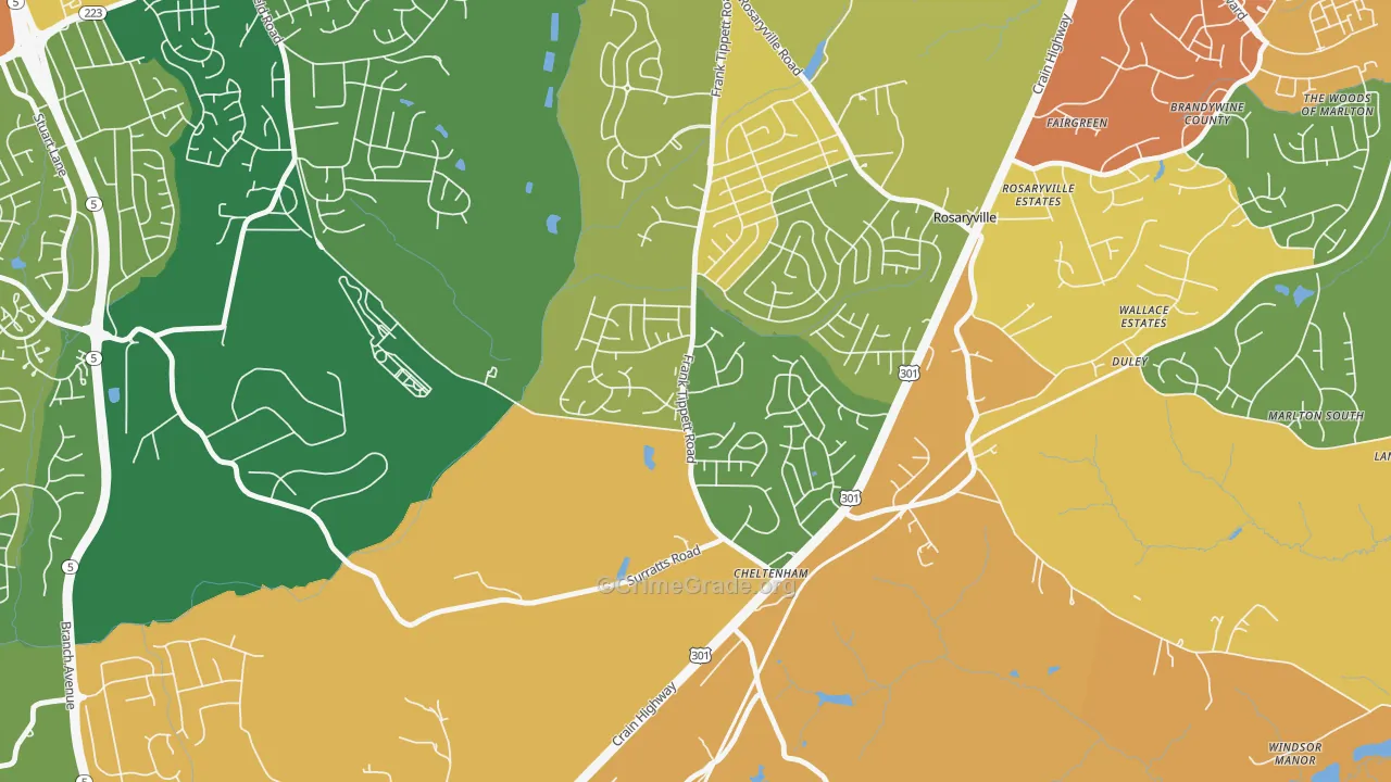 Cheltenham, MD Map of Burglary Rates