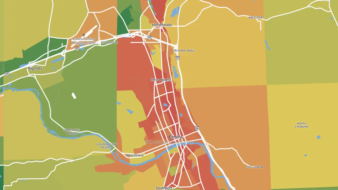 Chemung County, NY Map of Burglary Rates