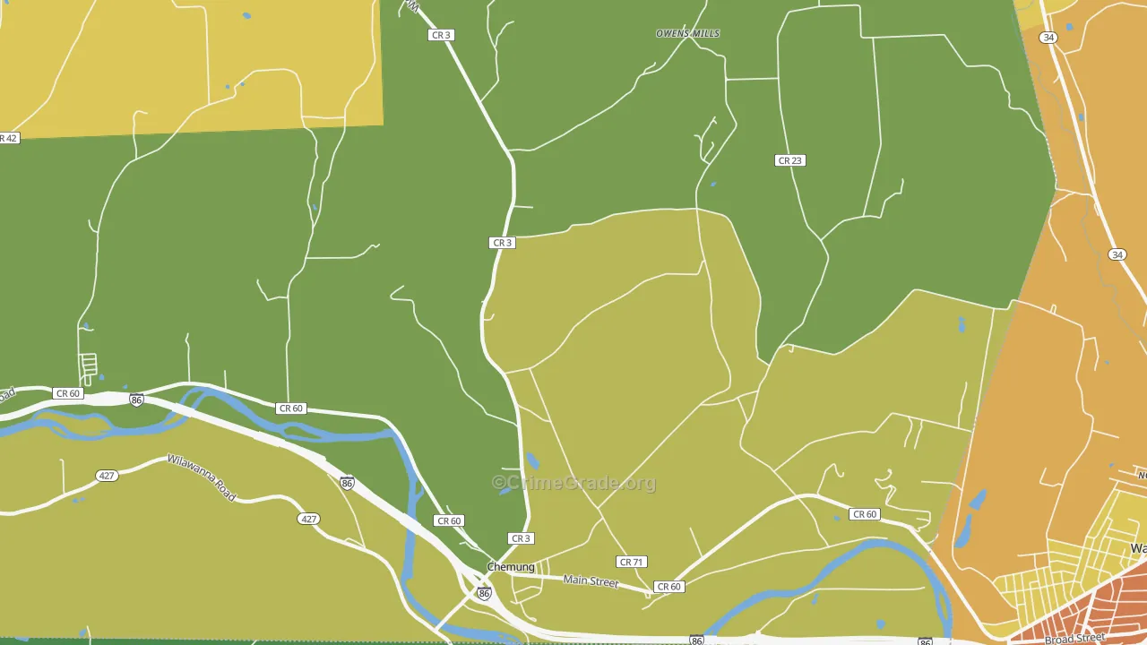 Chemung, NY Map of Burglary Rates