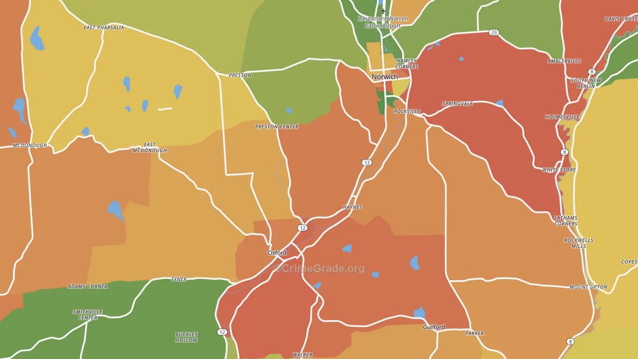 Chenango County, NY Map of Burglary Rates