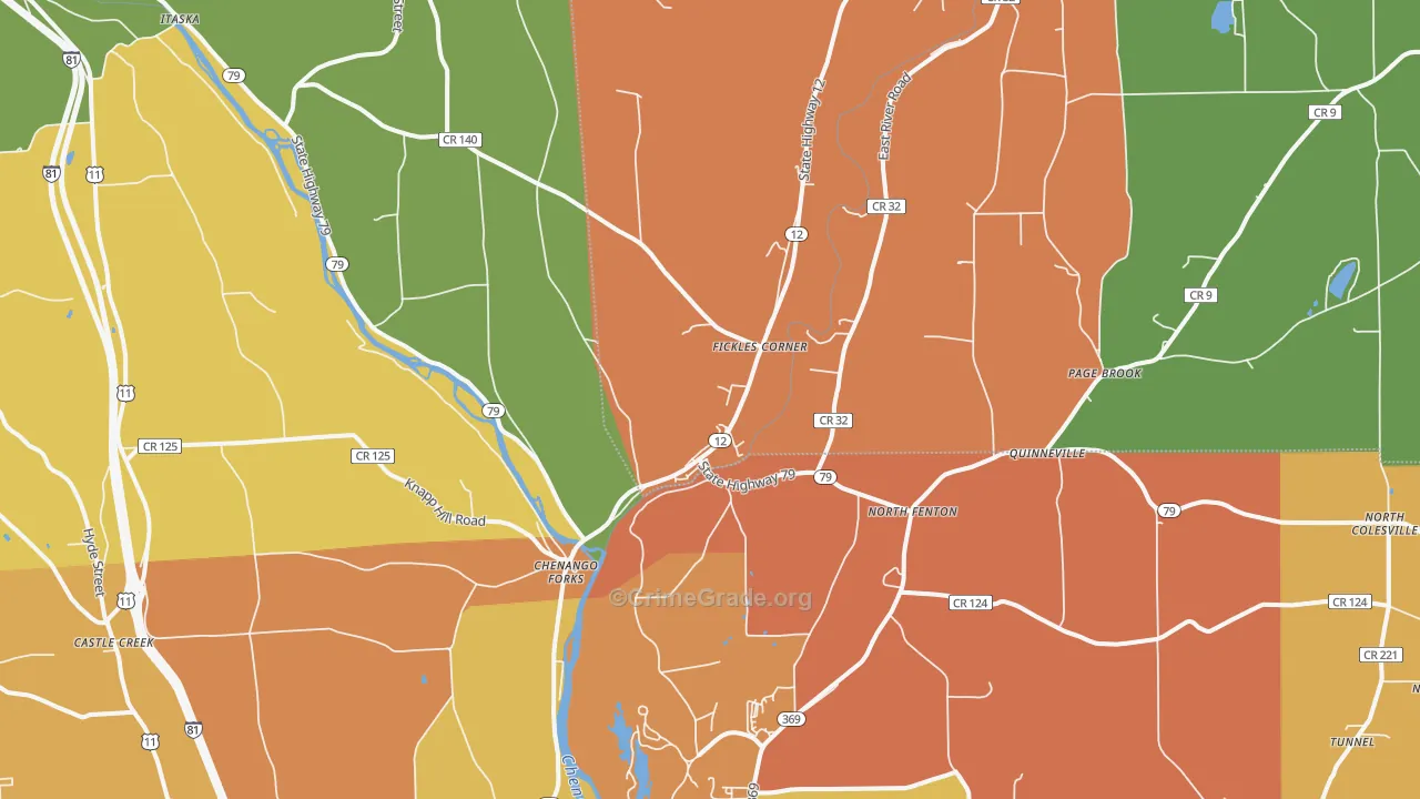 Chenango Forks, NY Map of Burglary Rates