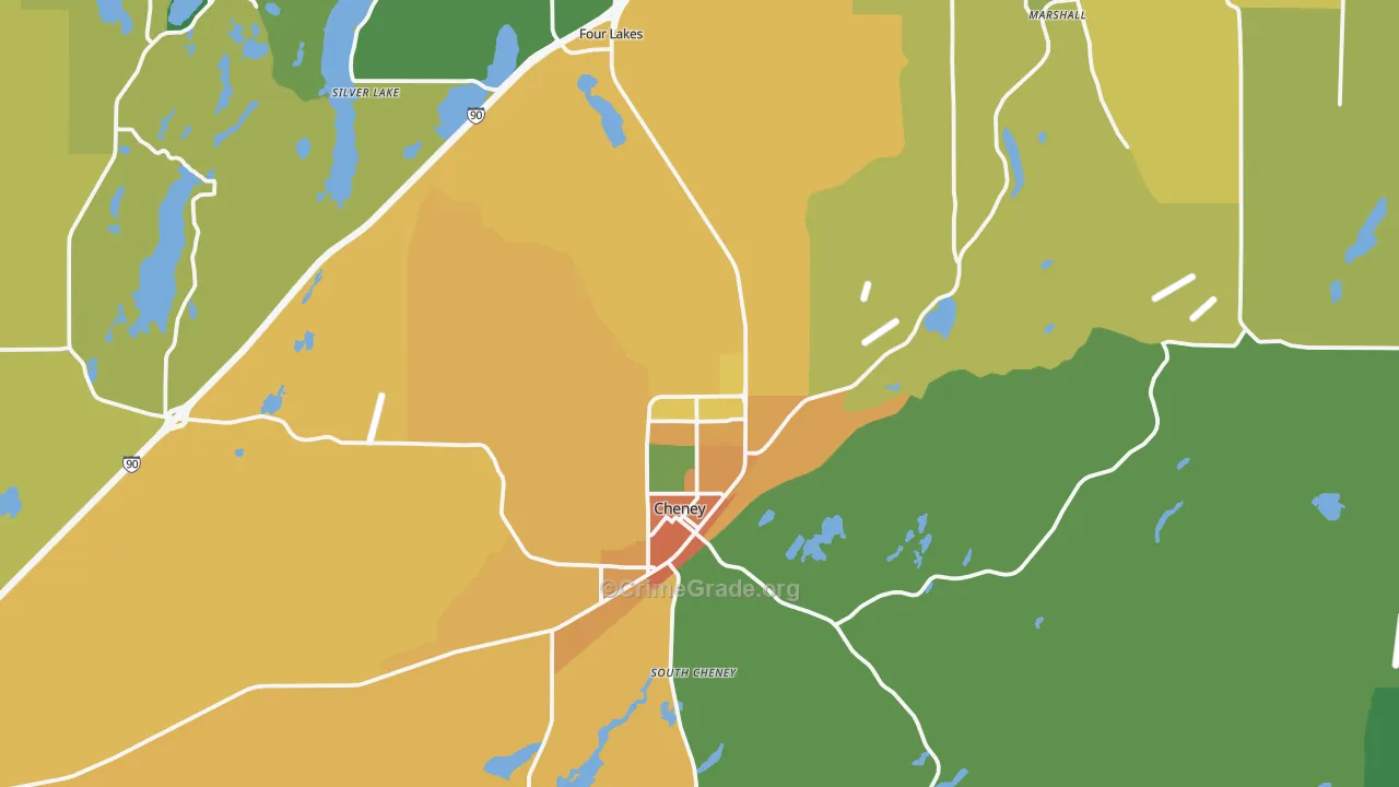 Cheney, WA Map of Burglary Rates