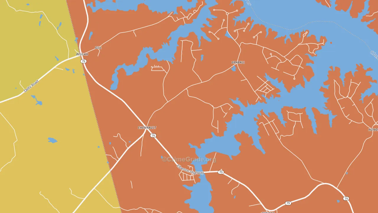 Chennault, GA Map of Burglary Rates