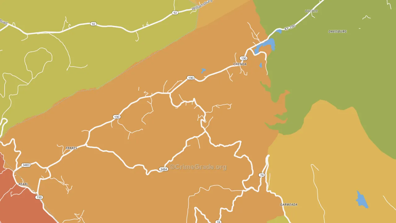 Chenoa, KY Map of Burglary Rates