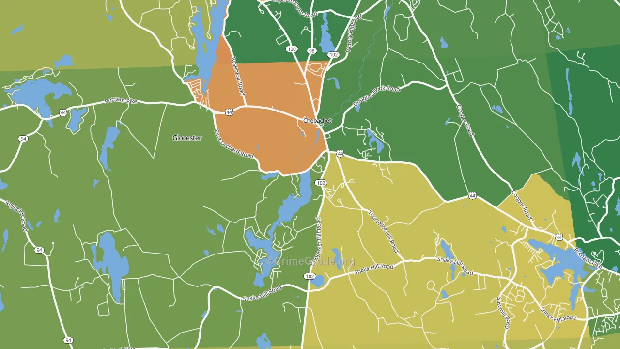 Chepachet, RI Map of Burglary Rates