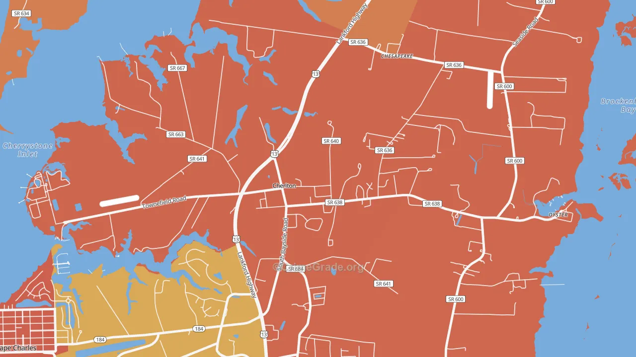 Cheriton, VA Map of Burglary Rates