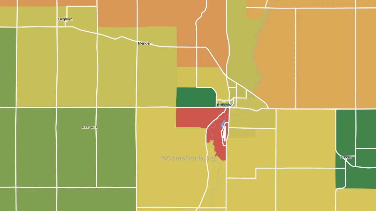 Cherokee County, IA Map of Burglary Rates