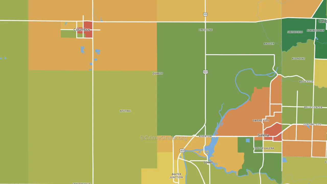 Cherokee County, KS Map of Burglary Rates