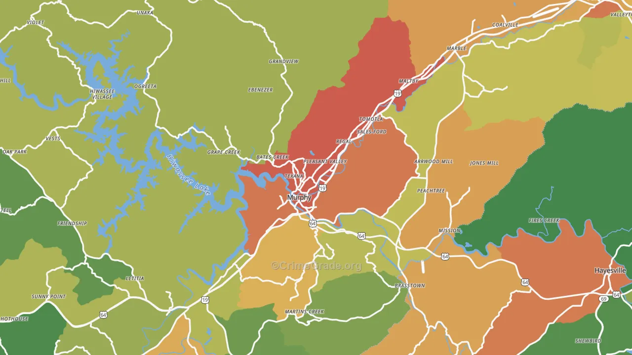 Cherokee County, NC Map of Burglary Rates