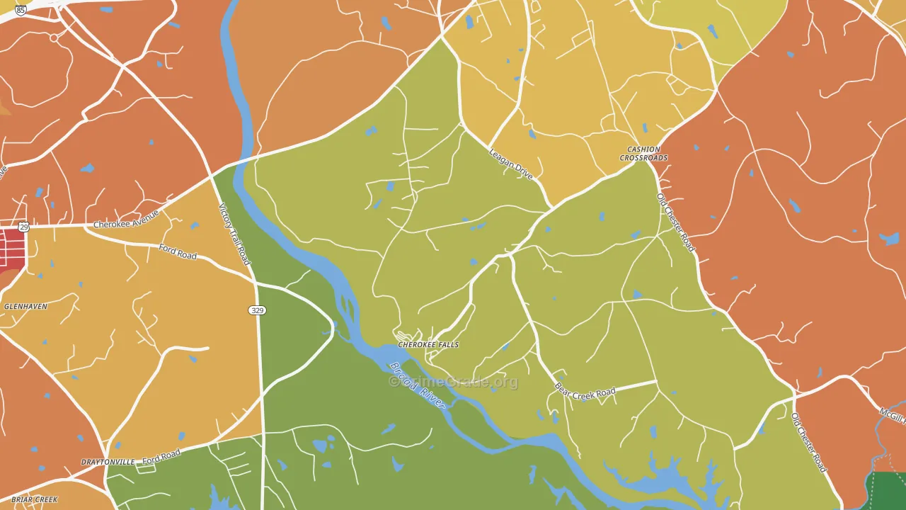 Cherokee Falls, SC Map of Burglary Rates