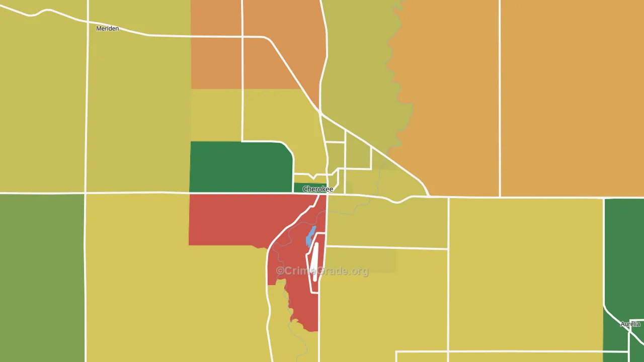 Cherokee, IA Map of Burglary Rates