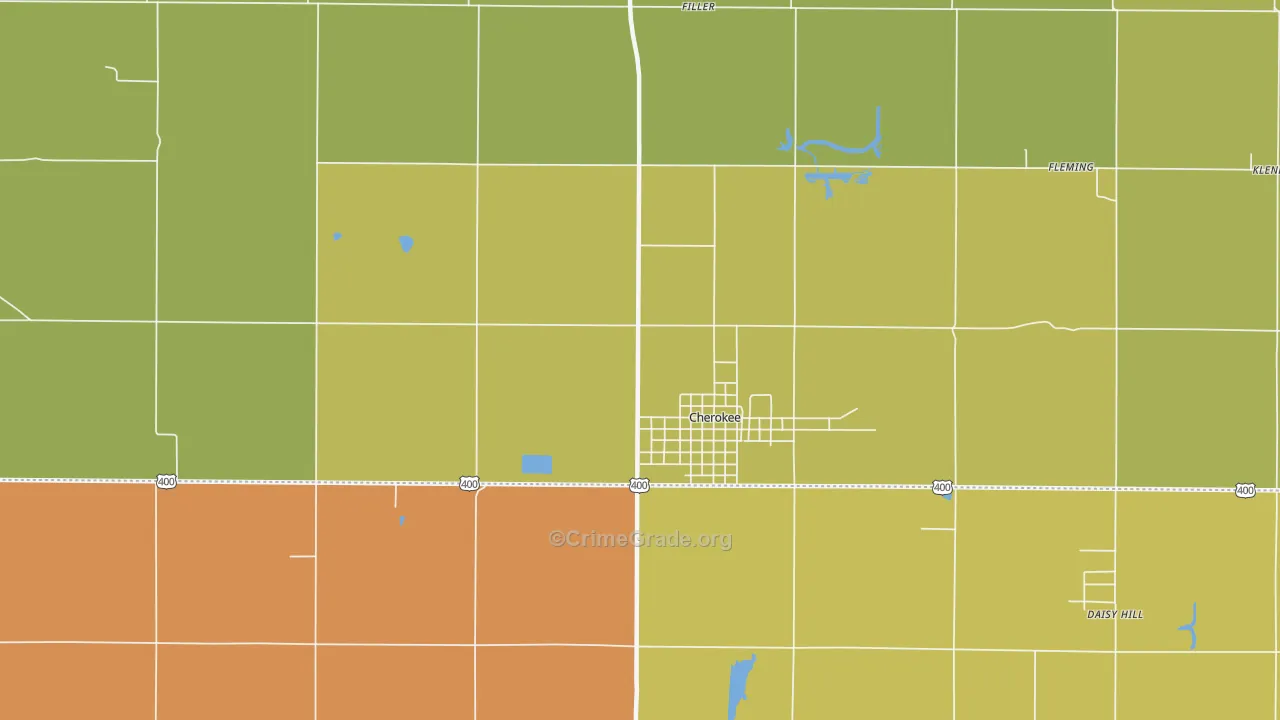 Cherokee, KS Map of Burglary Rates