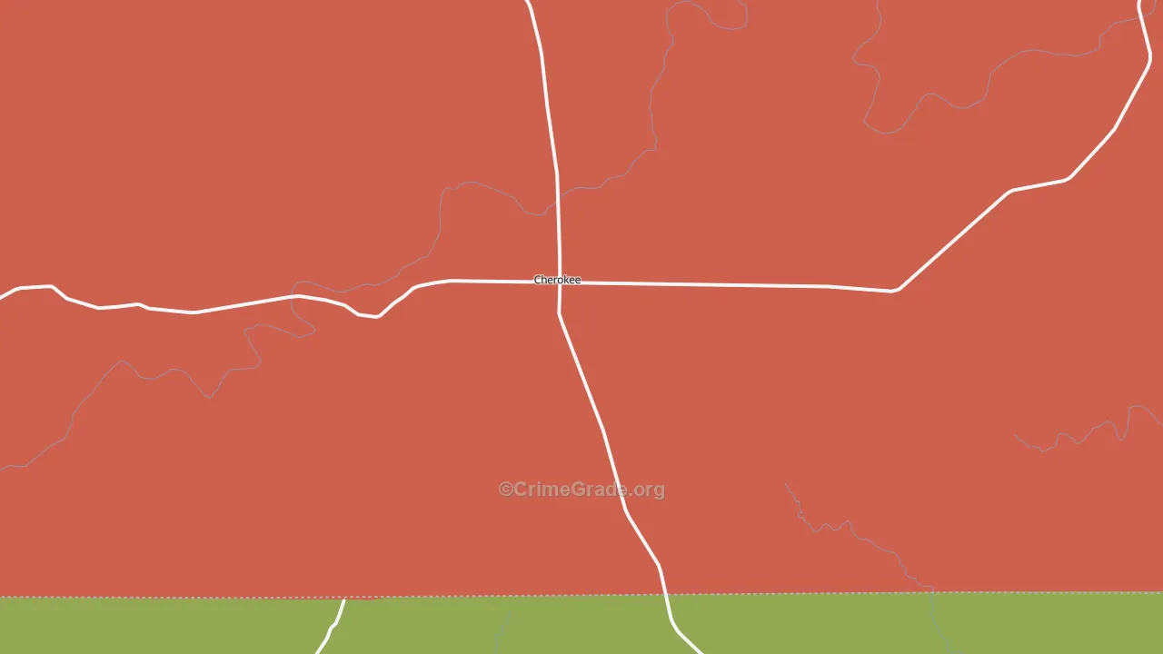 Cherokee, TX Map of Burglary Rates